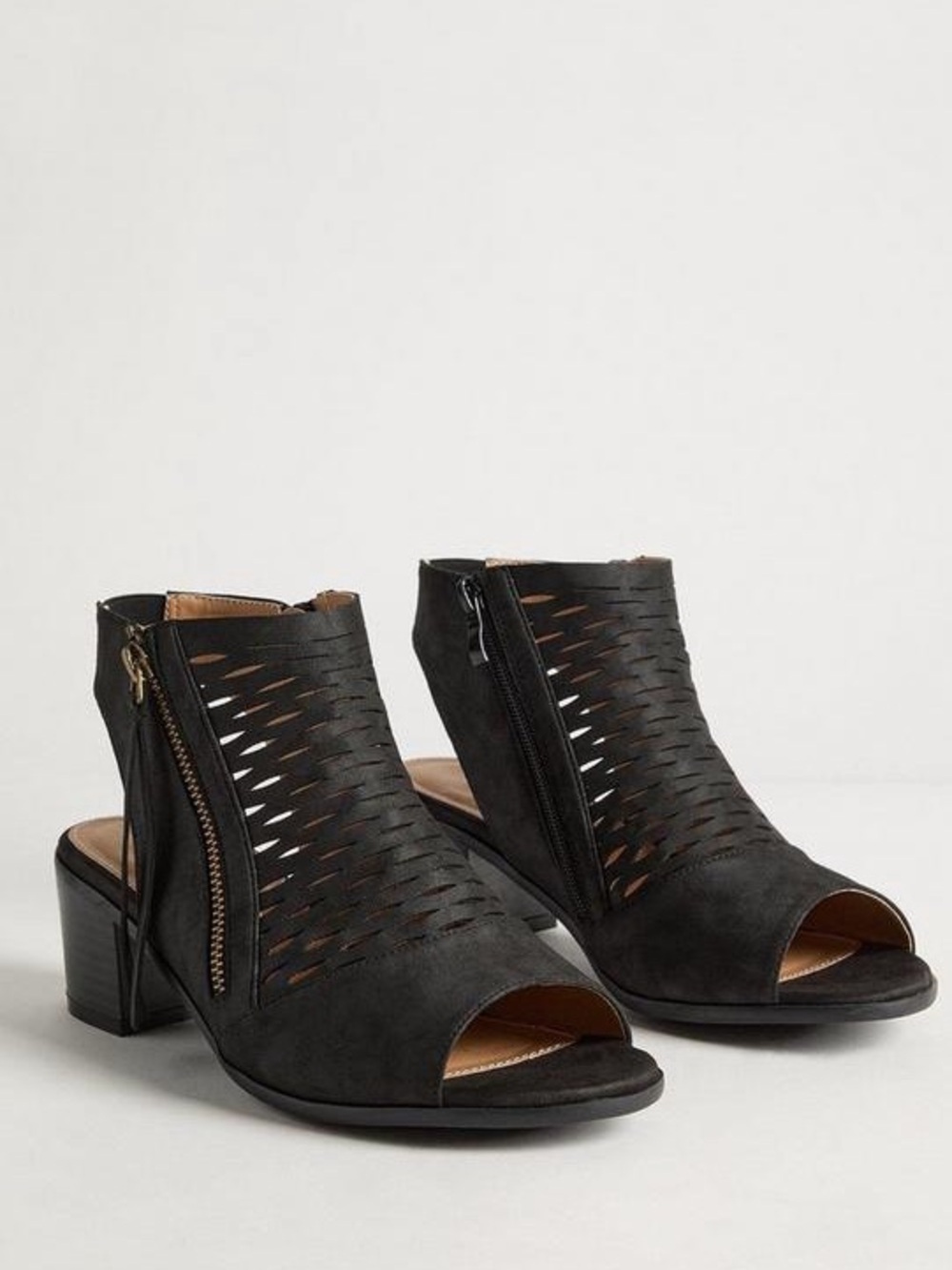 Torrid 8 WW BLACK perforated Back Strap Heel NWT